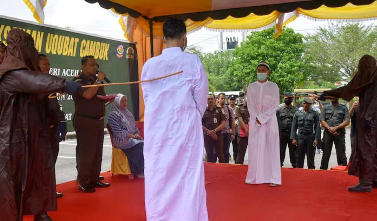 Two men publicly lashed in Aceh under Islamic Shariah law for sexual acts