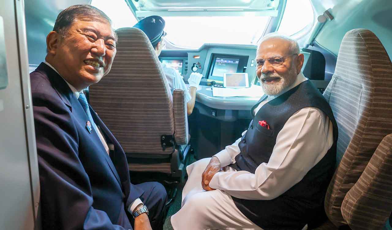 Modi, Ishiba discuss high-speed rail on Shinkansen journey to Sendai