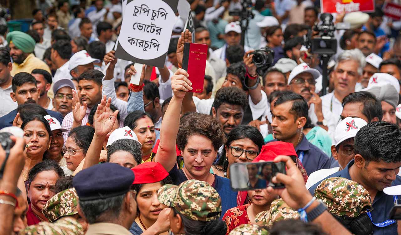 Opposition leaders detained during protest march against SIR and ‘vote chori’ in Delhi
