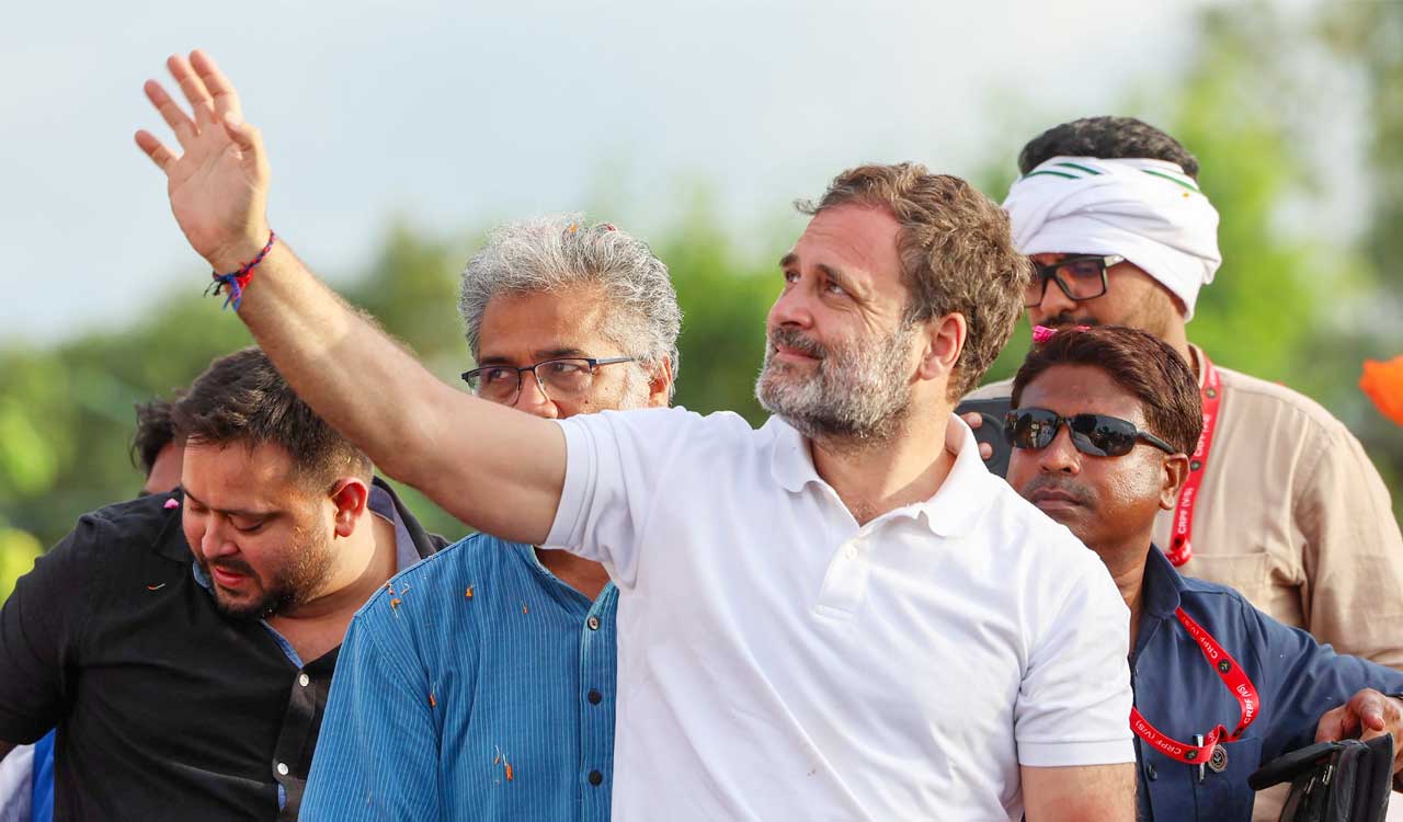 Rahul Gandhi joins ‘Voter Adhikar Yatra’ in Bihar to protest electoral roll revision