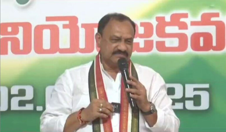 TPCC chief during his padayatra in Andole constituency on Saturday.