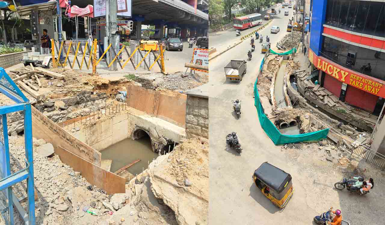 Hyderabad: Traffic situation worsens in Lakdikapul due to delayed stormwater drain works