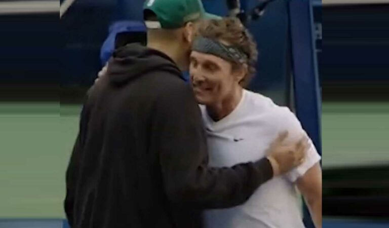 Hollywood star Matthew trades glamour for a tennis racket