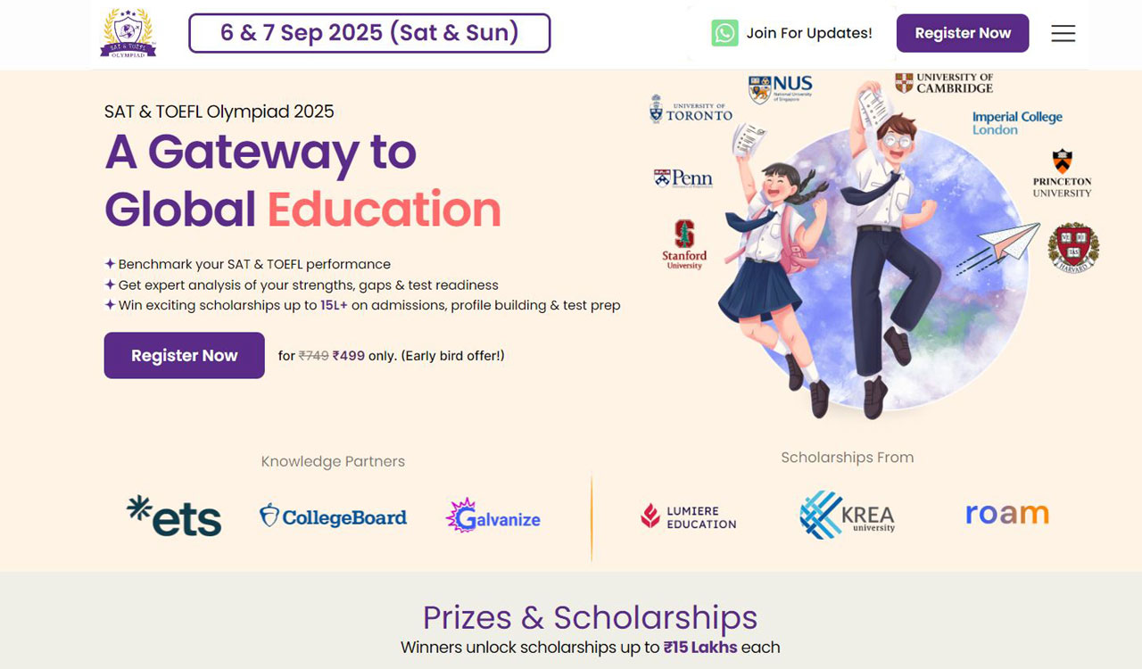 Hyderabad: SAT and TOEFL Olympiad 2025 to be held on September 6–7