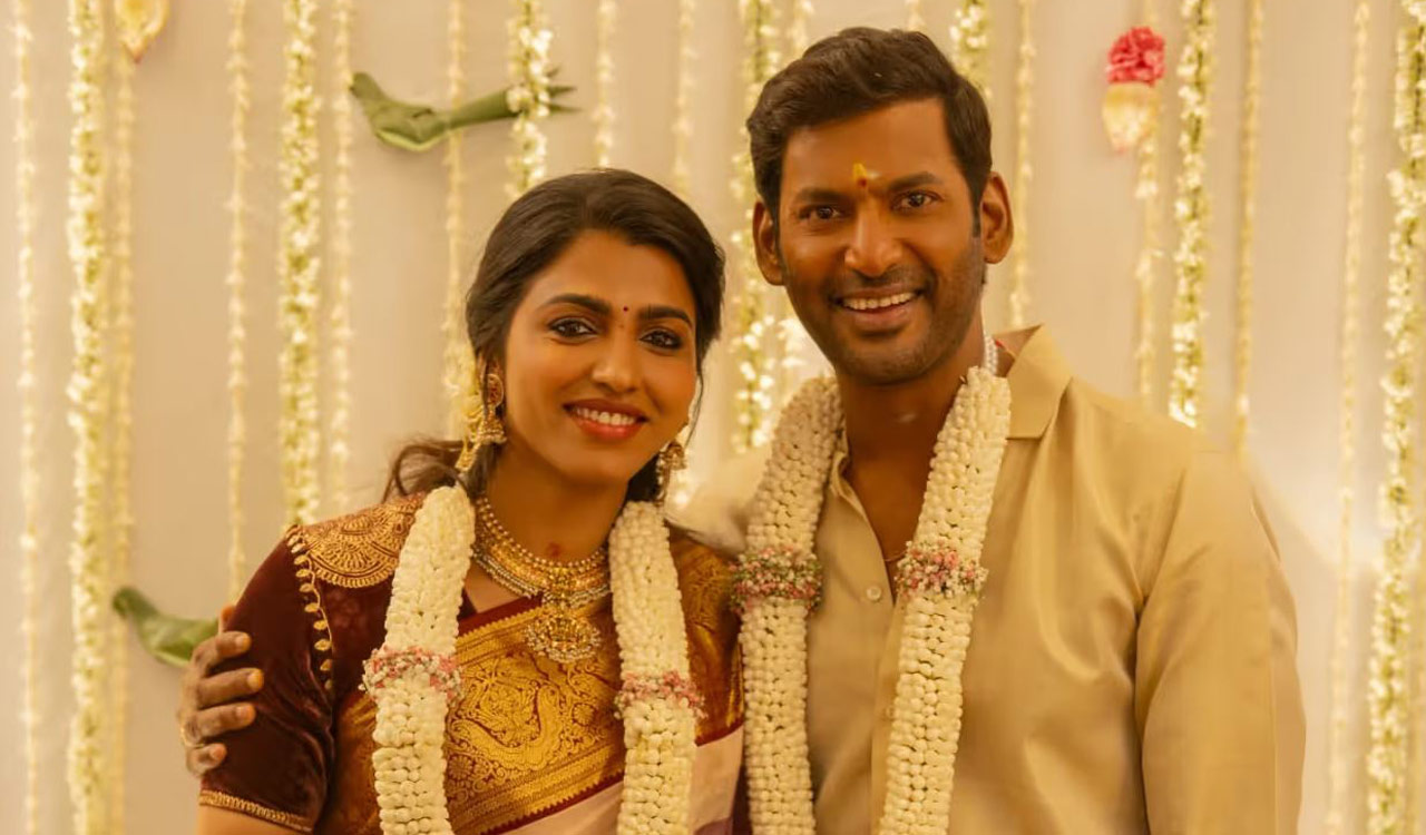 Tamil actor Vishal gets engaged to Sai Dhanshika