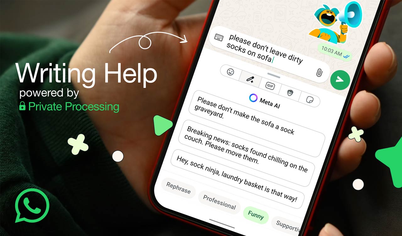 WhatsApp launches Writing Help AI feature with private processing for secure messaging
