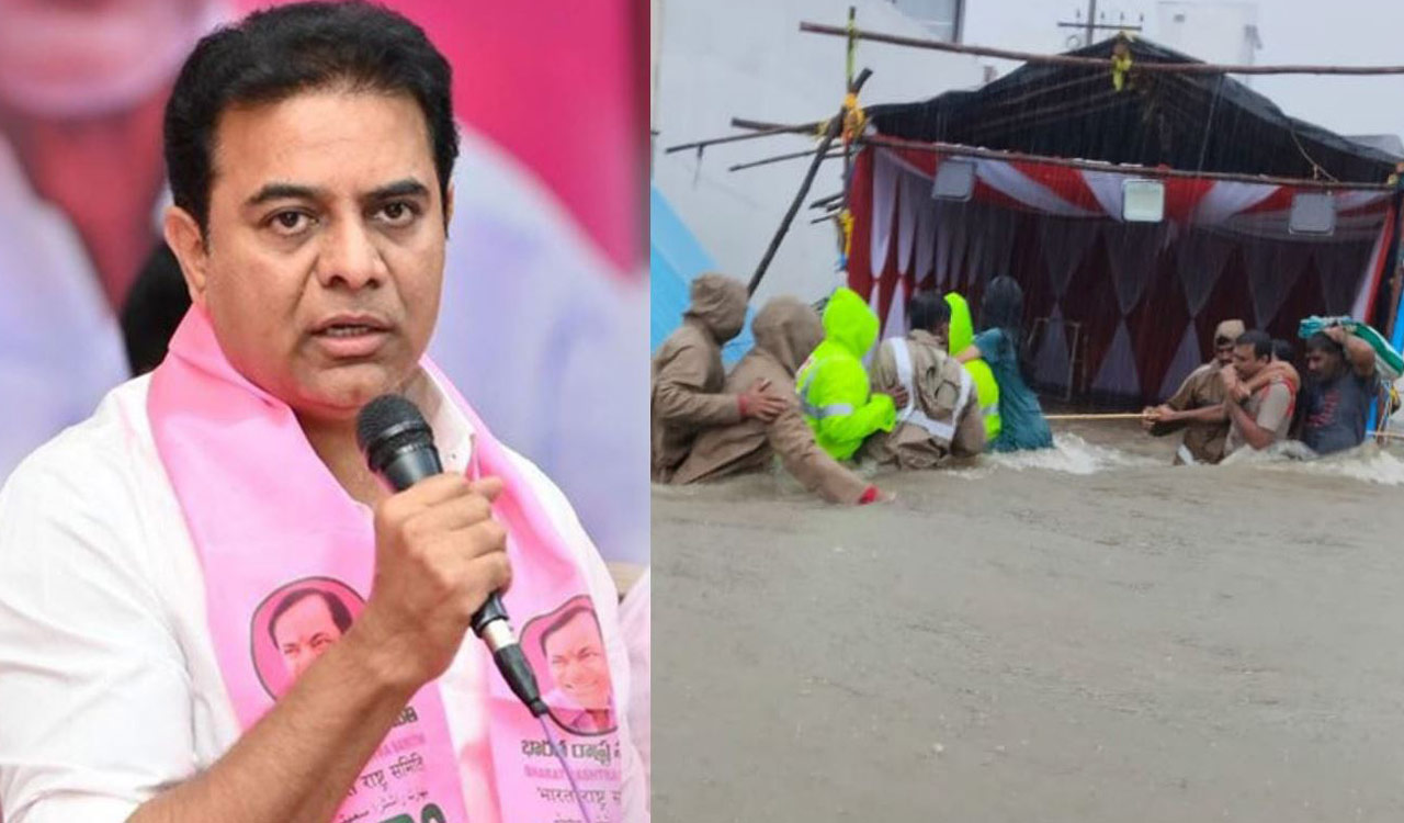 Telangana rain fury: KTR hits out at Congress for negligence of rescue measures