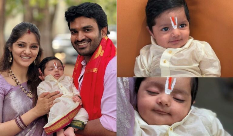 Kiran Abbavaram shares the first photo of his baby boy and reveals his name 'Hanu Abbavaram' in a touching post from Tirumala, marking a beautiful moment in his personal life.