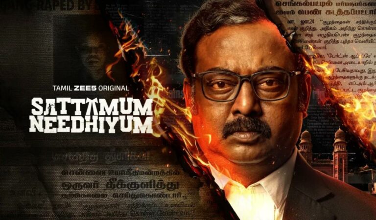 A lawyer returns to the courtroom after a shocking incident and takes on a tough case. Sattamum Needhiyum is honest but doesn’t fully succeed in making an impact.