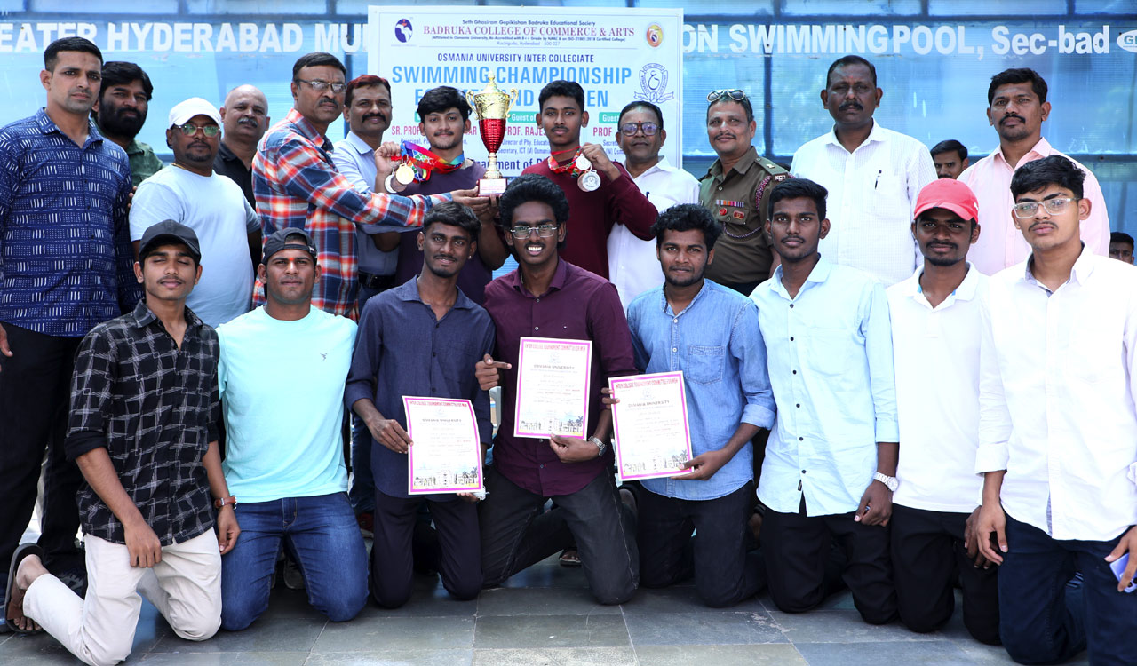 Badruka College clinch overall team title in OU swimming championship