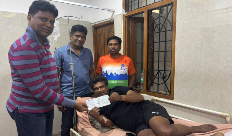 sports telangana football association supports injured referee with medical aid