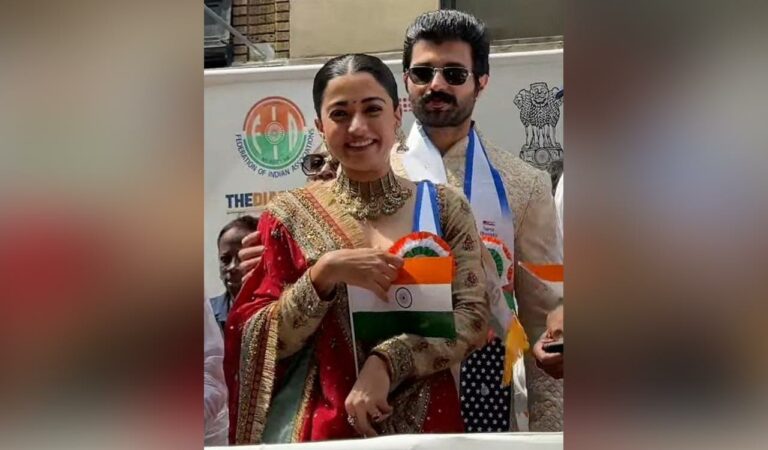Vijay Deverakonda, Rashmika Mandanna lead India Day Parade in New York