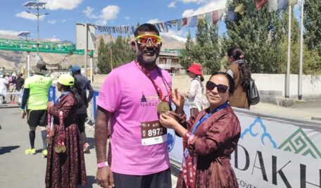 In yet another achievement Telangana cop Pilli Raju finishes world’s highest Ladakh Marathon
