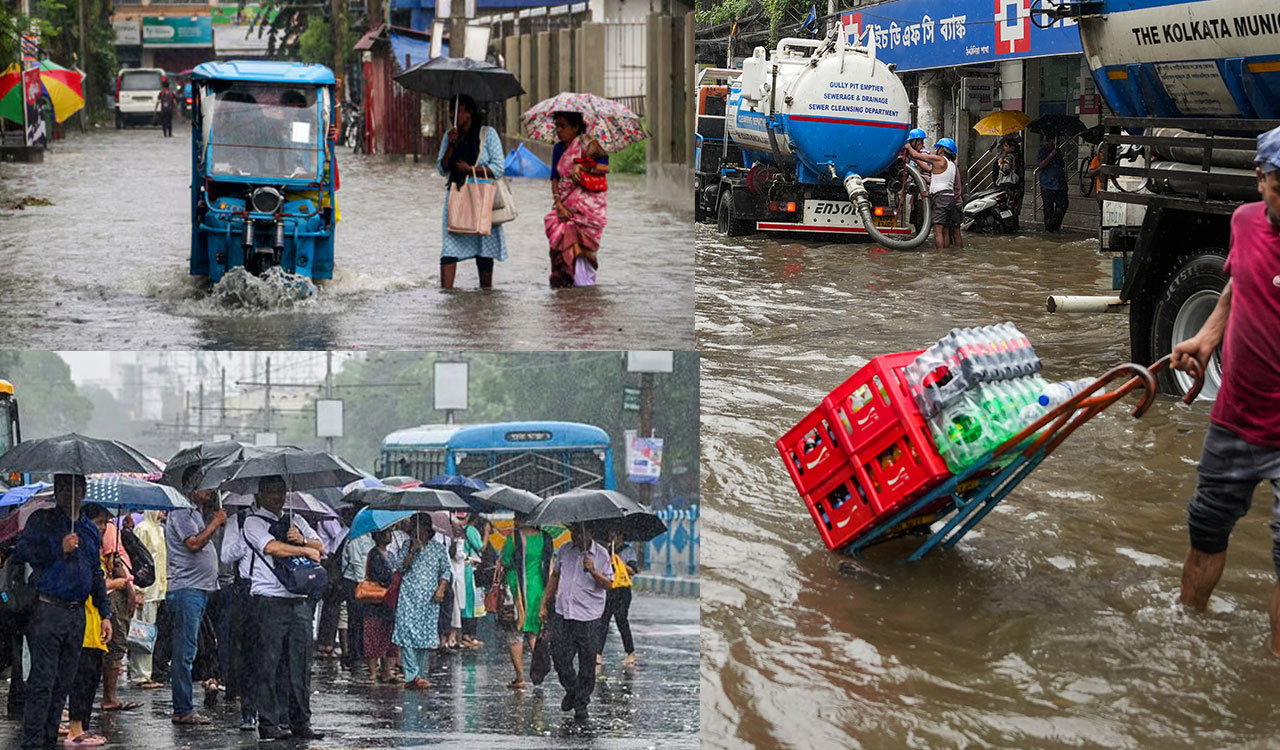 Heavy rain cripples Kolkata; Metro, train services hit, roads waterlogged