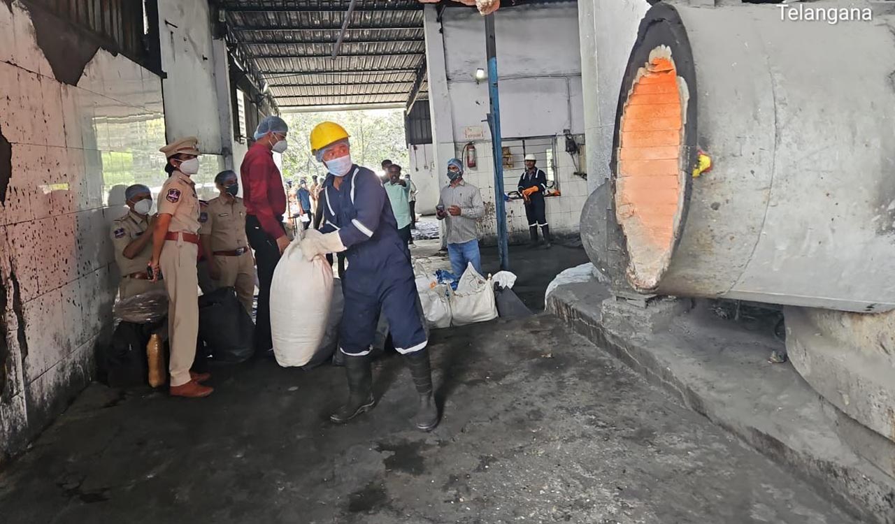 Cyberabad Police destroy 1,858 kg narcotics worth Rs 25.30 crore