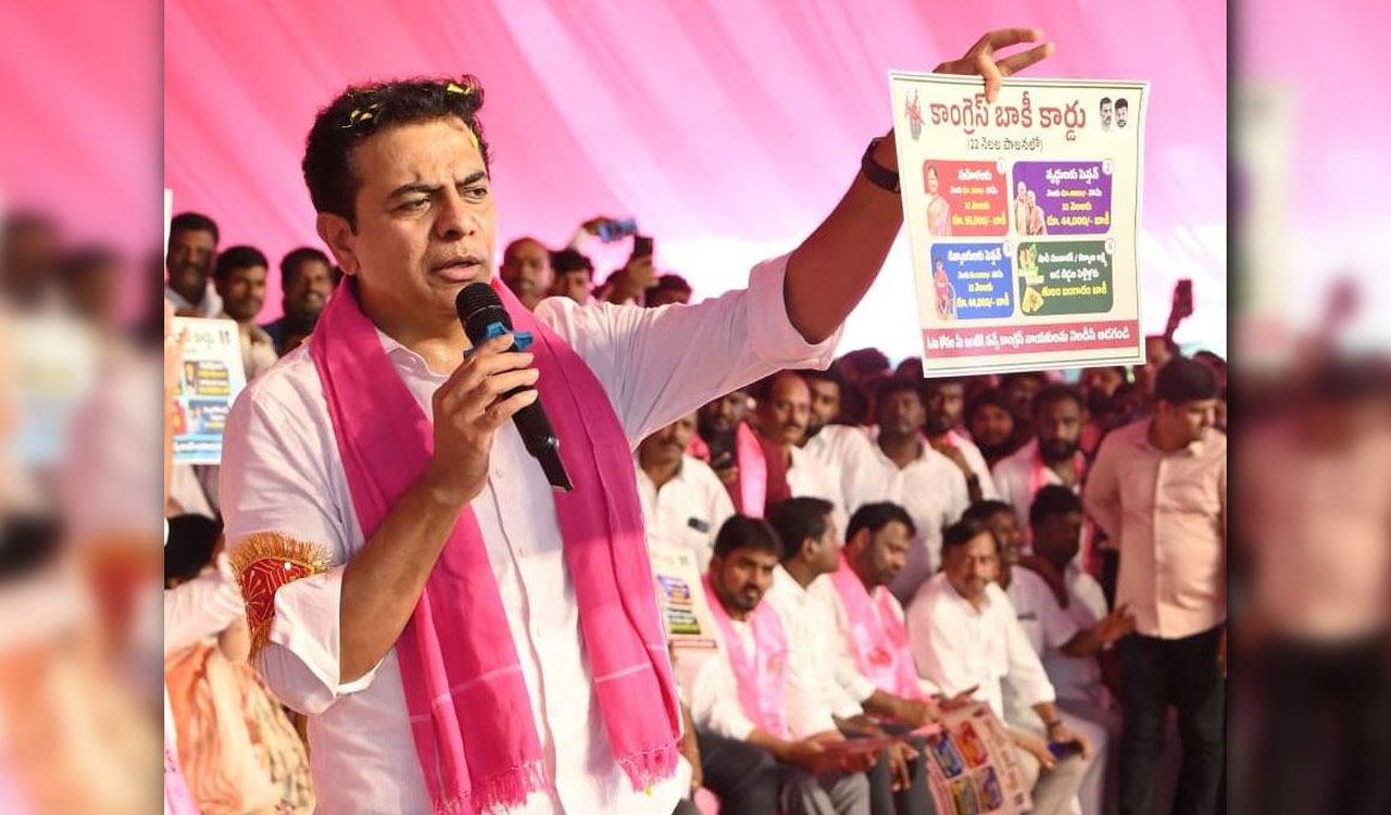 BRS cadres kick-off ‘Congress Dues Cards’ drive across Telangana