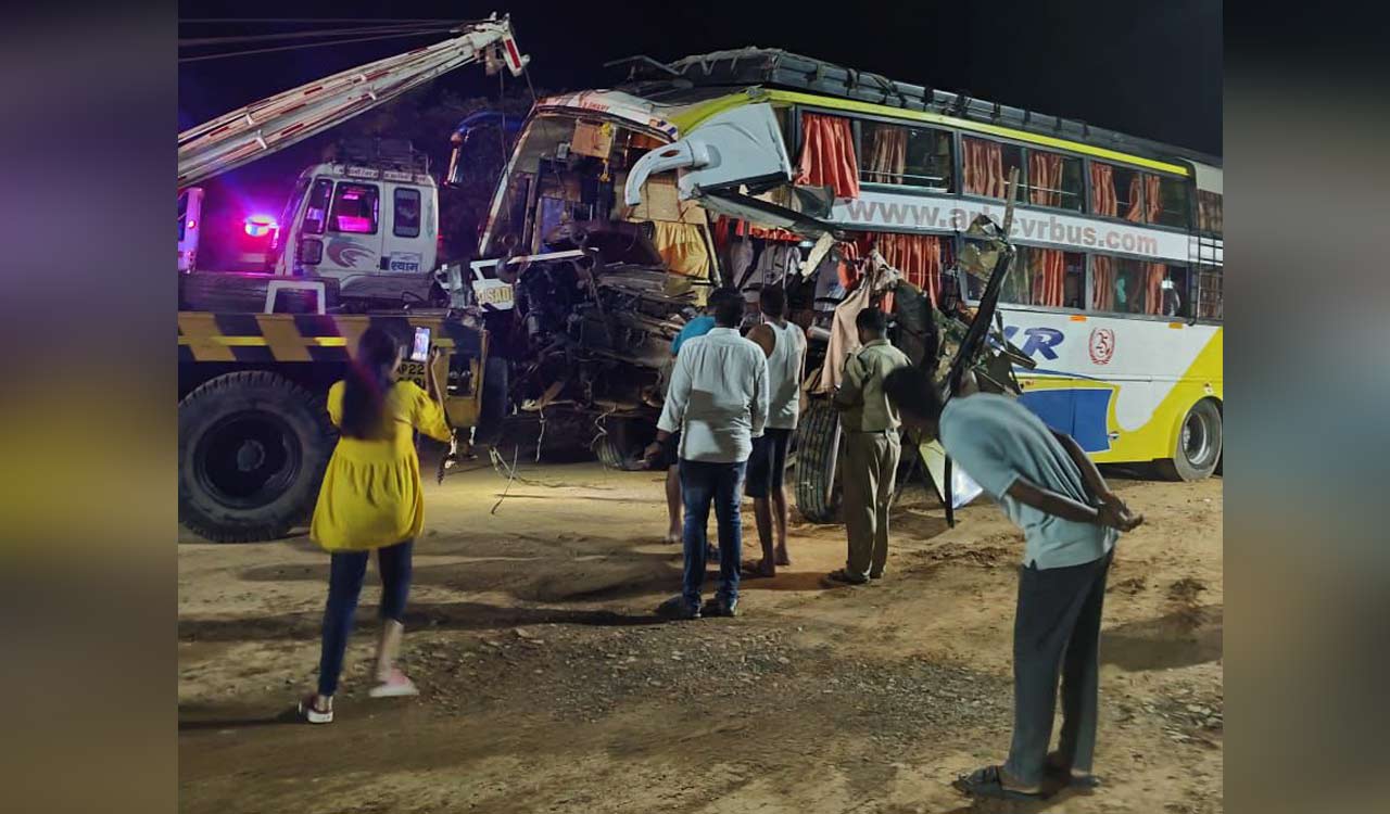 Four including two women killed as private bus rams stationary truck in Mahabubnagar