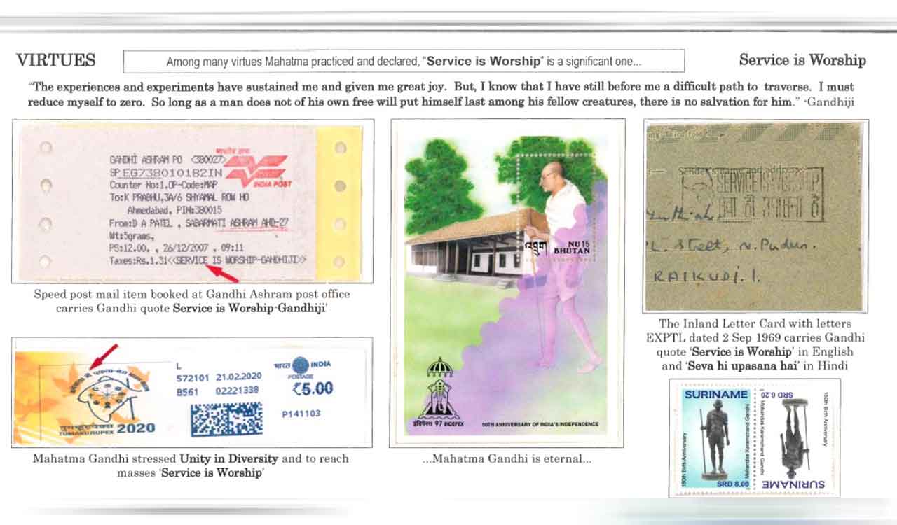 Hyderabad-based philatelist Upender Vennam showcases Gandhi’s life depicted through stamps