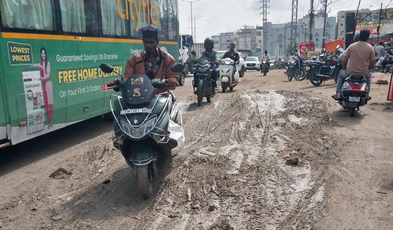 Hyderabad: Katedan industrial area roads turn slushy, commuters struggle daily