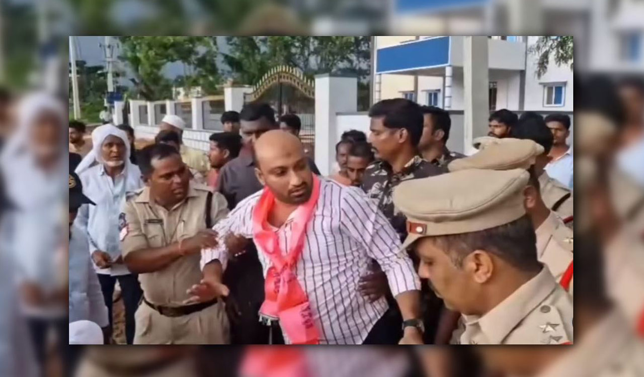 BRS leaders held over grave demolition protest in Kodangal