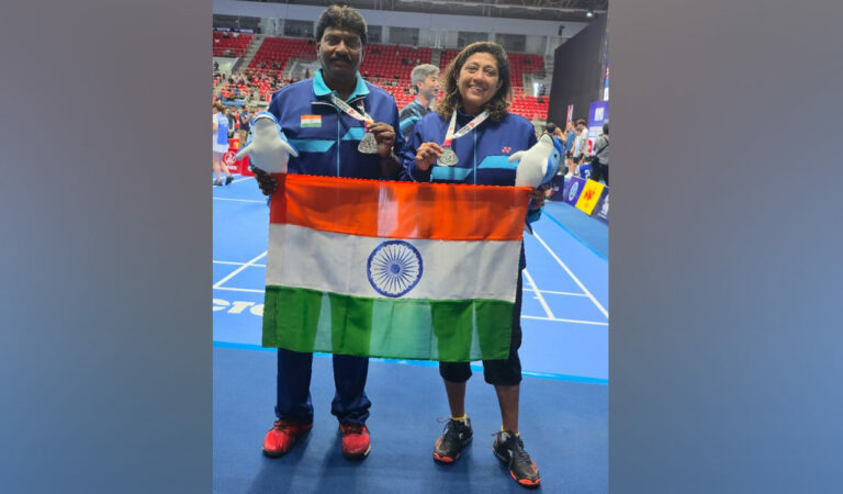 Lingeswara Rao wins silver in mixed doubles at World Senior Badminton Championships