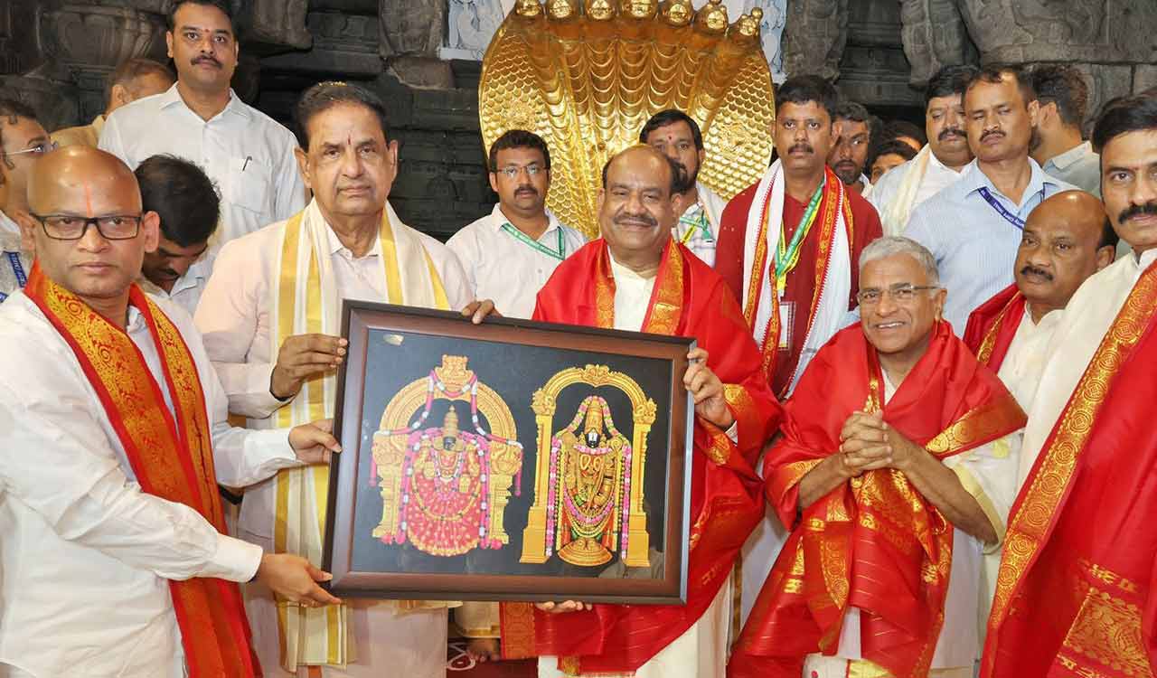 Lok Sabha Speaker Om Birla offers prayers at Tirumala, to inaugurate women’s empowerment conference in Tirupati