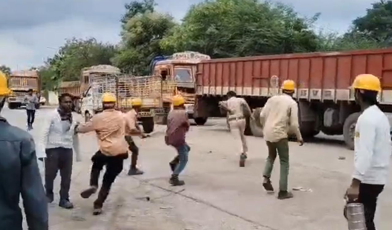 Watch: Tension at Deccan Cements as migrant workers clash with police in Suryapet