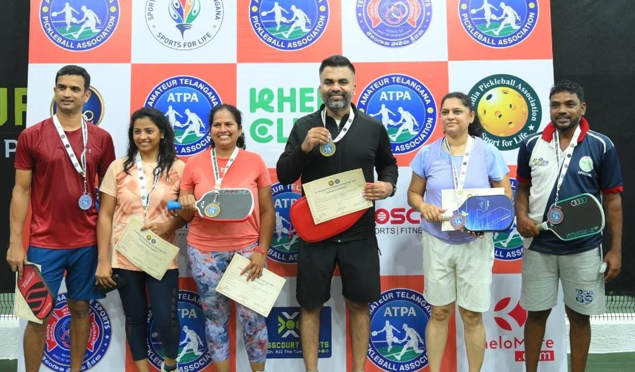 Girish Karri and V Veda clinch titles in third Telangana Open pickleball championship