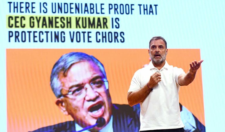 Congress leader Rahul Gandhi on Friday reiterated his "vote chori" allegations and took a swipe at the Election Commission