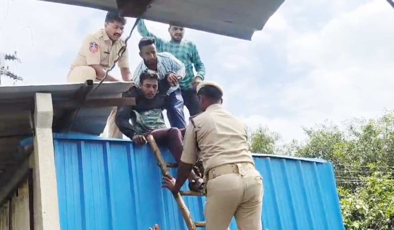 Two workers suffer electric shock at Narsapur fire station site