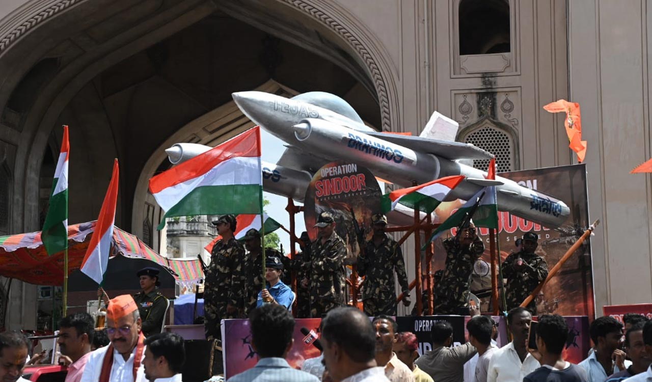 Operation Sindoor-themed trucks draw attention at Ganesh immersion in Hyderabad