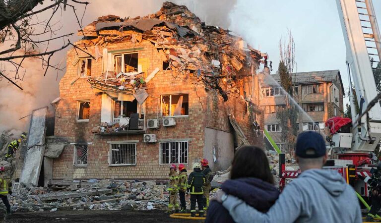 Russian missile, drone strikes kill 2 in Kyiv, including 1-year-old child
