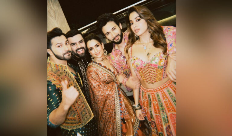 Janhvi Kapoor celebrates Navratri with Varun Dhawan, Sanya Malhotra and Rohit Saraf in Sanskari style