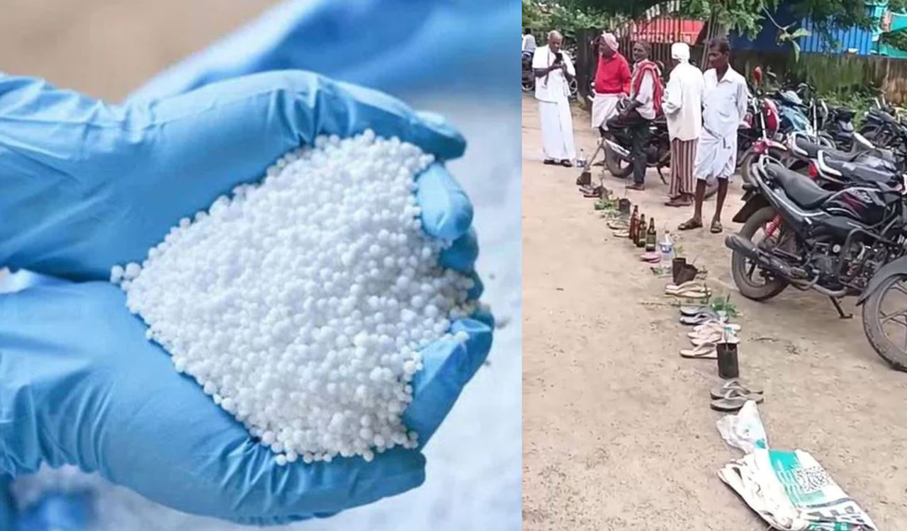 Desperate for fertiliser, farmers use bizarre methods to mark urea queues in Jagtial