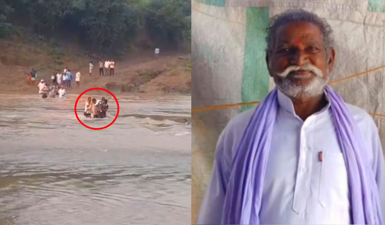Watch: Tribal man dies while being carried across flooding stream in Asifabad