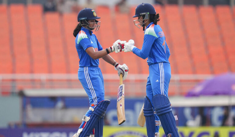 India post 281/7 after fifties from Smriti, Pratika and Harleen