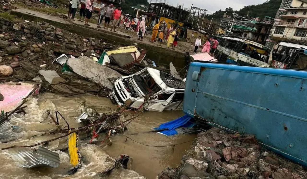 Cloudburst in Himachal’s Mandi washes away buses, buries houses, shops