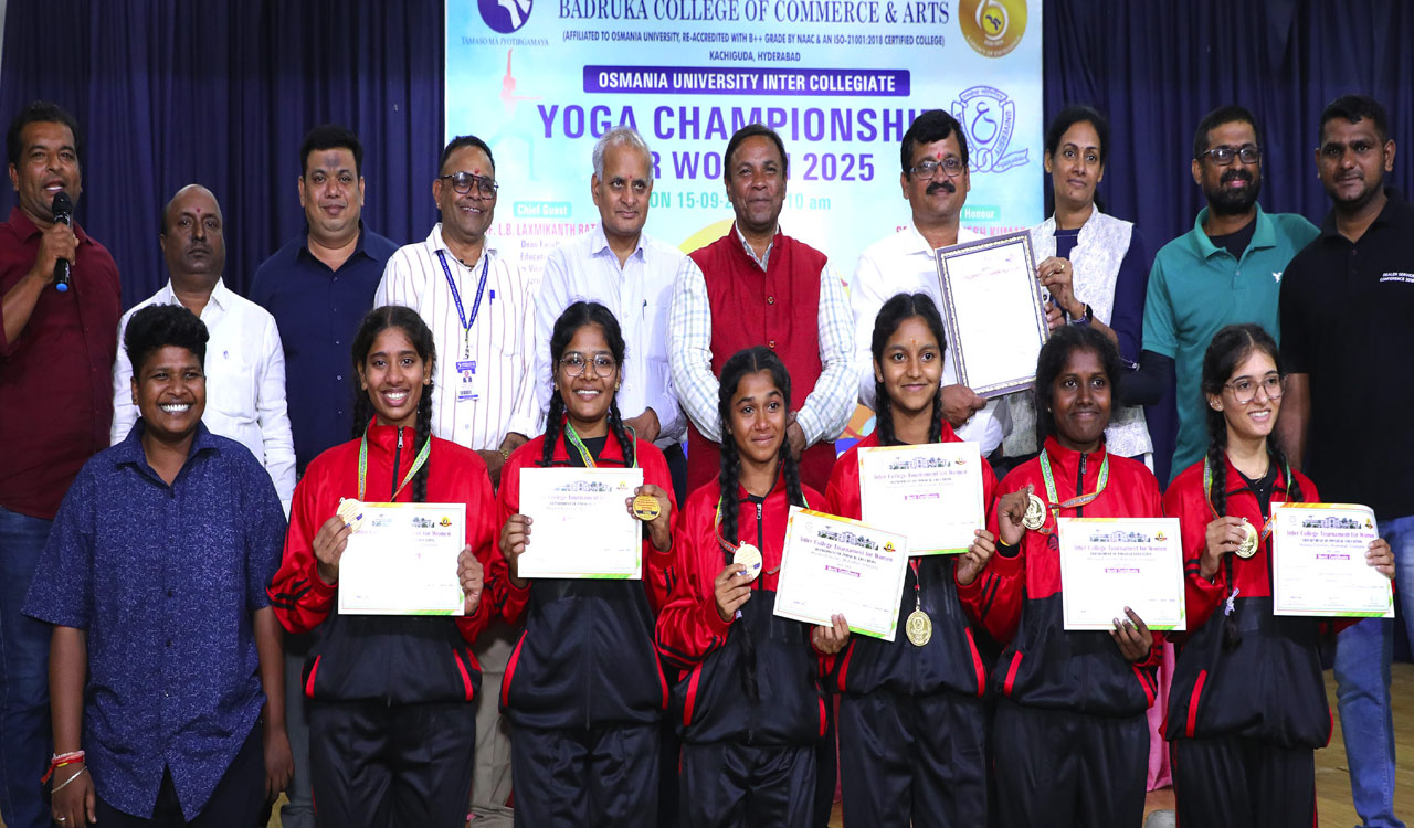 Kasturba Gandhi Degree College wins Osmania Yoga Championship
