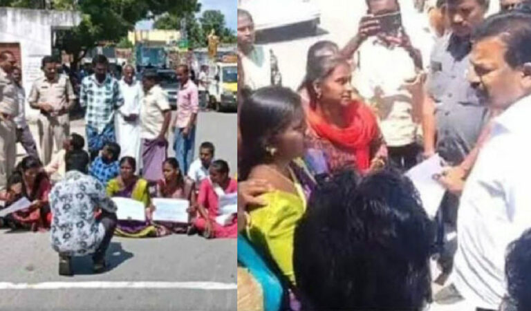 Parents staged dharna for teachers in Sircilla