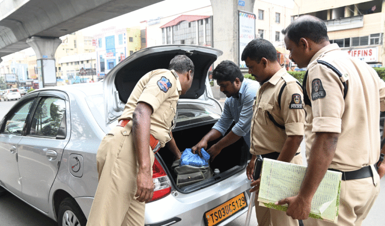 Hyderabad police seize Rs 4 lakh cash, liquor bottles in Punjagutta during Jubilee Hills by-poll checks