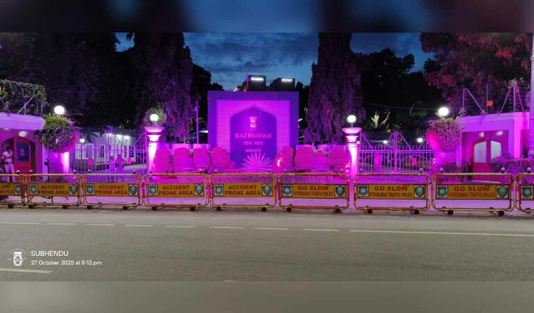 Telangana Raj Bhavan illuminated in pink for sixth consecutive year