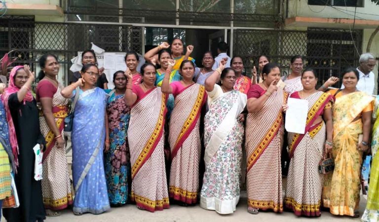 Anganwadi workers in Telangana demand Congress government to clear pending bills
