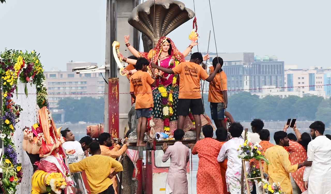 Hyderabad: Durga idols immersion in city delayed by downpour, but completed peacefully by evening
