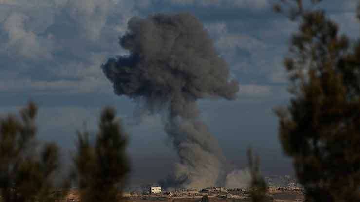 Smoke rises following an Israeli army bombardment in the Gaza Strip.