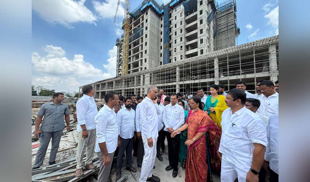BRS leaders inspect delayed TIMS hospital, slam Congress for stagnation in health sector
