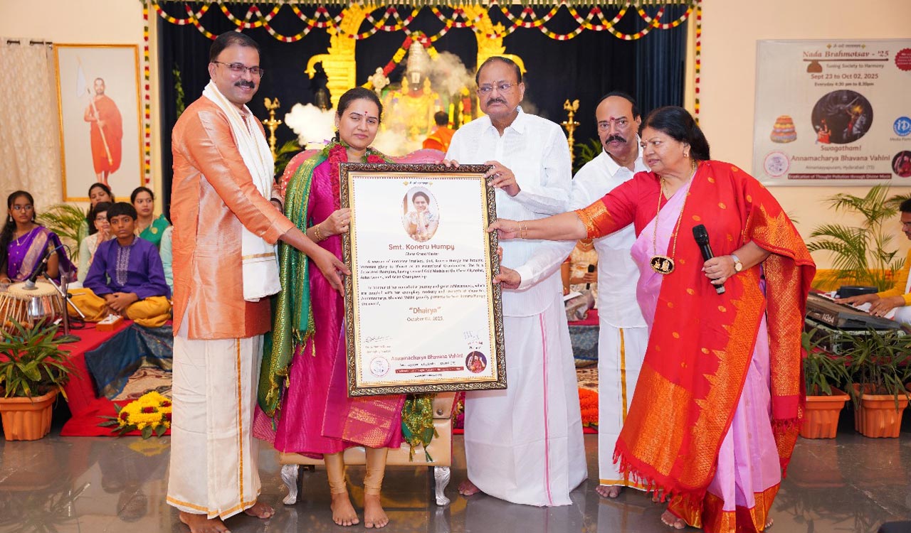 Koneru Humpy honoured with Dhairya award at Nada Brahmotsavam 2025