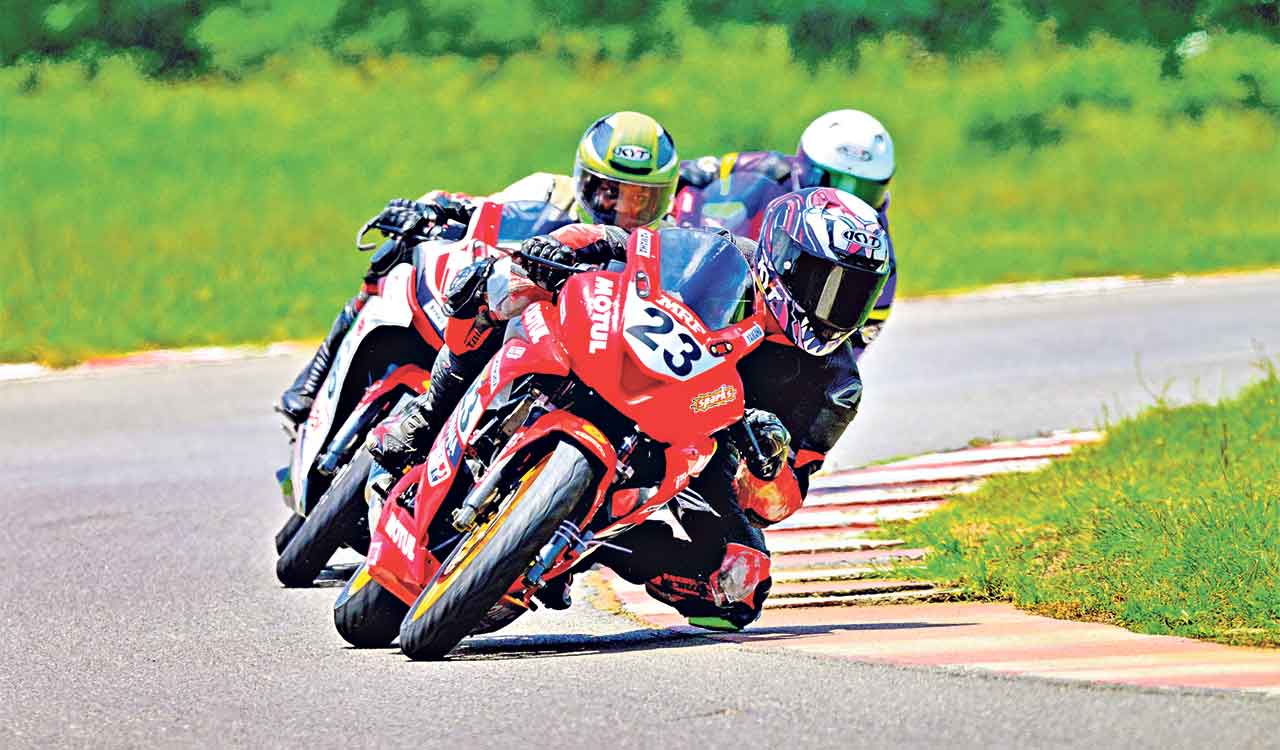 Victory for Hyderabad Racers at National Motorcycle Racing Championship; Rajender takes pole position