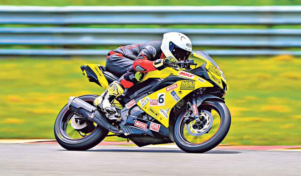 Victory for Hyderabad Racers at National Motorcycle Racing Championship; Rajender takes pole position