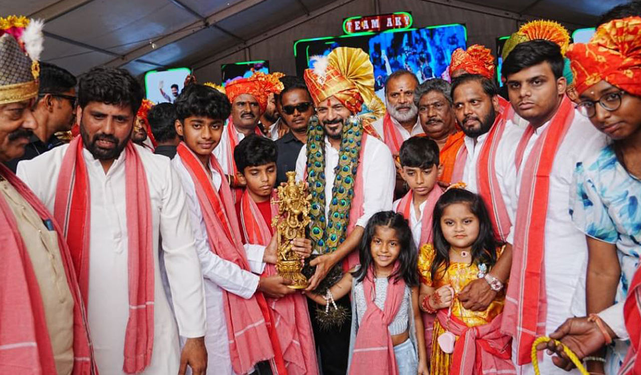 Garland made of peacock feathers lands CM Revanth Reddy in controversy