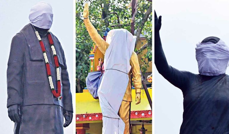 GHMC drapes statues of political icons as Model Code of Conduct comes into effect in Jubilee Hills constituency
